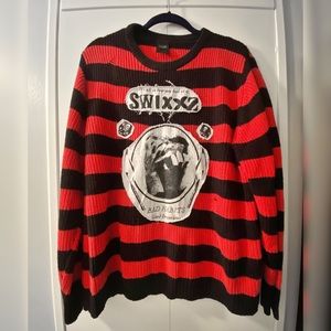 Distressed Black and Red SWIXXZ Knit Sweater!